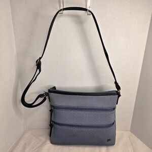 THE SAK "Olvera" Steal Blue Canvas Crossbody Triple Zipper Bag